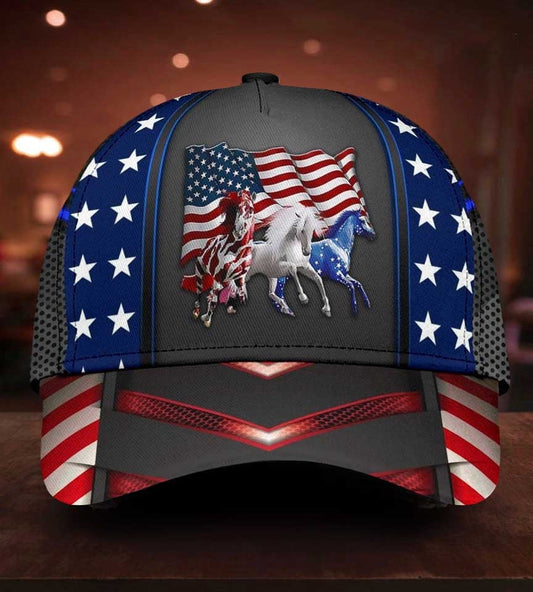 Horse Proud American Patriot Classic Cap For Casual Adventures Parties And Seasonal Styling