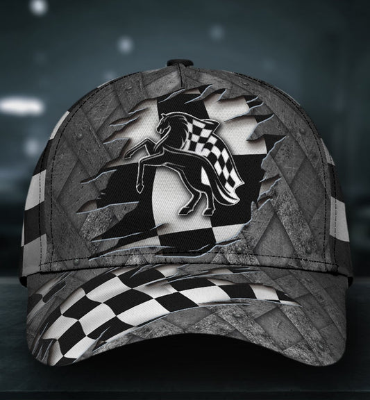 Horse Racing Black Classic Cap For Comfortable Daily Wear Travel And Weekend Outings