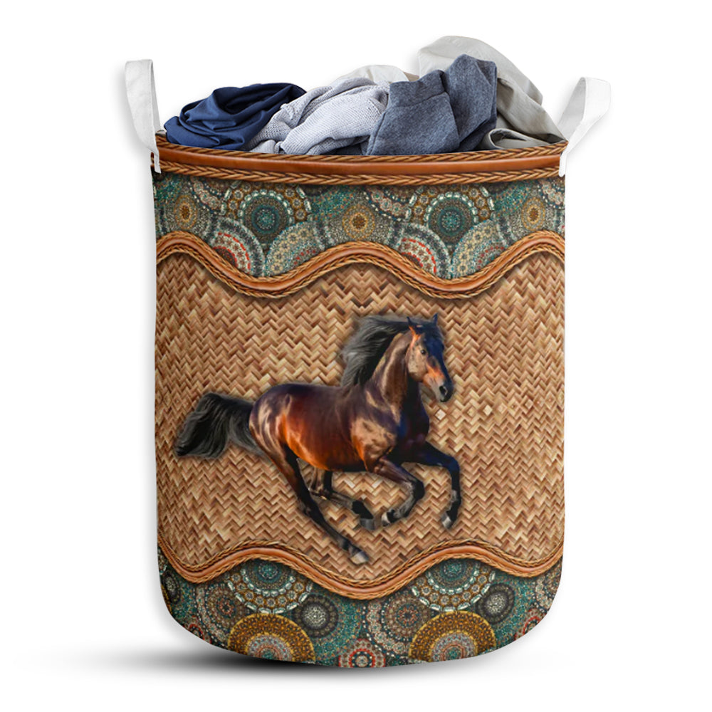 Horse Rattan Mandala Type Laundry Basket For Bathroom Bedroom Storage
