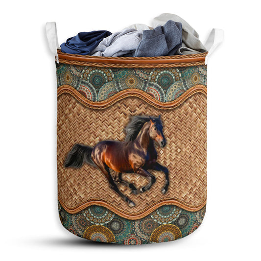 Horse Rattan Mandala Type Laundry Basket For Bathroom Bedroom Storage