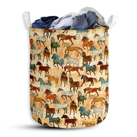 Horse Retro With Yellow Style Laundry Basket For Farmhouse Bathroom Bedroom Laundry Room And Home Decor