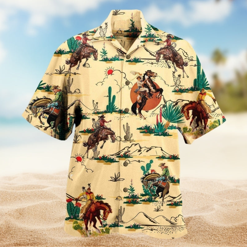 Western Horse Hawaiian Shirt For Vacation Travel And Everyday Comfort