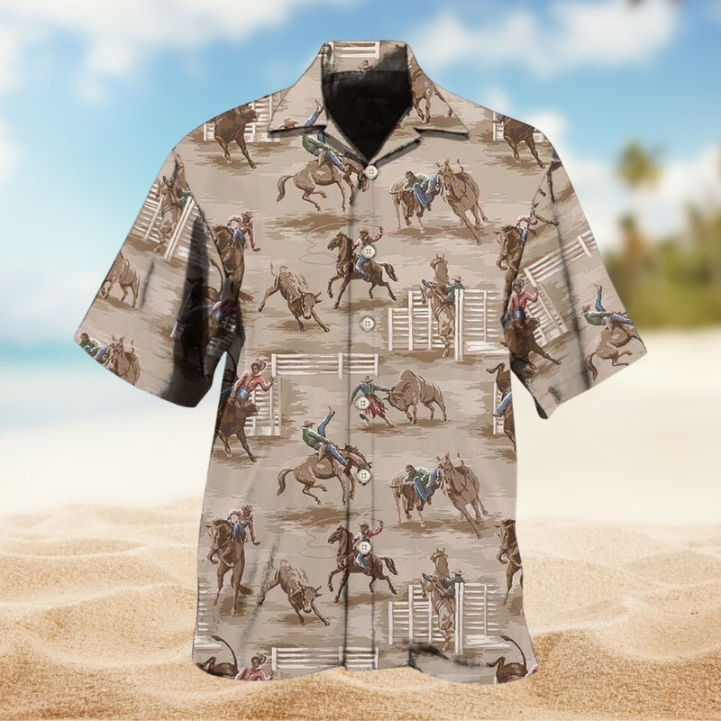 Western Horse Hawaiian Shirt For Beach Party And Relaxed Resort Style