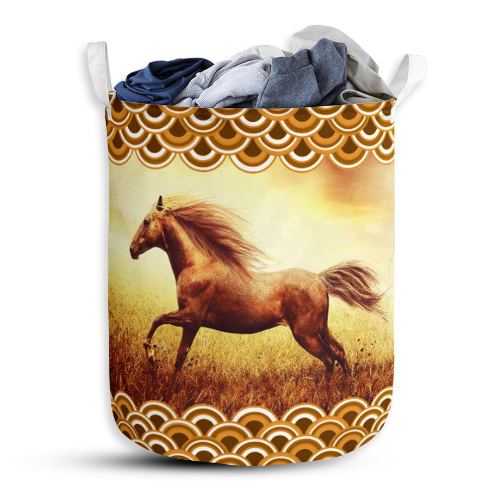Horse Sunset Laundry Basket For Bathroom Bedroom Storage