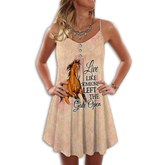 Horse Live Bold Style – Women's Summer Sleeveless V-Neck Camisole Dress