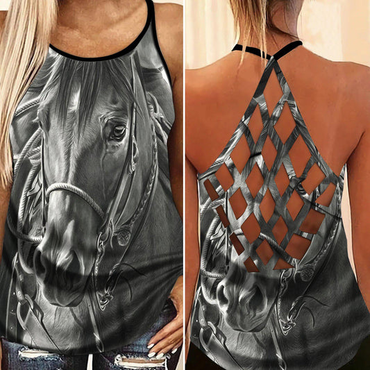 Horses Love And Life Hollow Tank Top For Yoga Practice And Vacation Outfits
