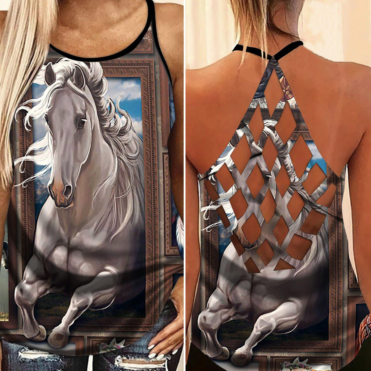 Horses Love And Life Hollow Tank Top For Yoga Workouts And Casual Wear