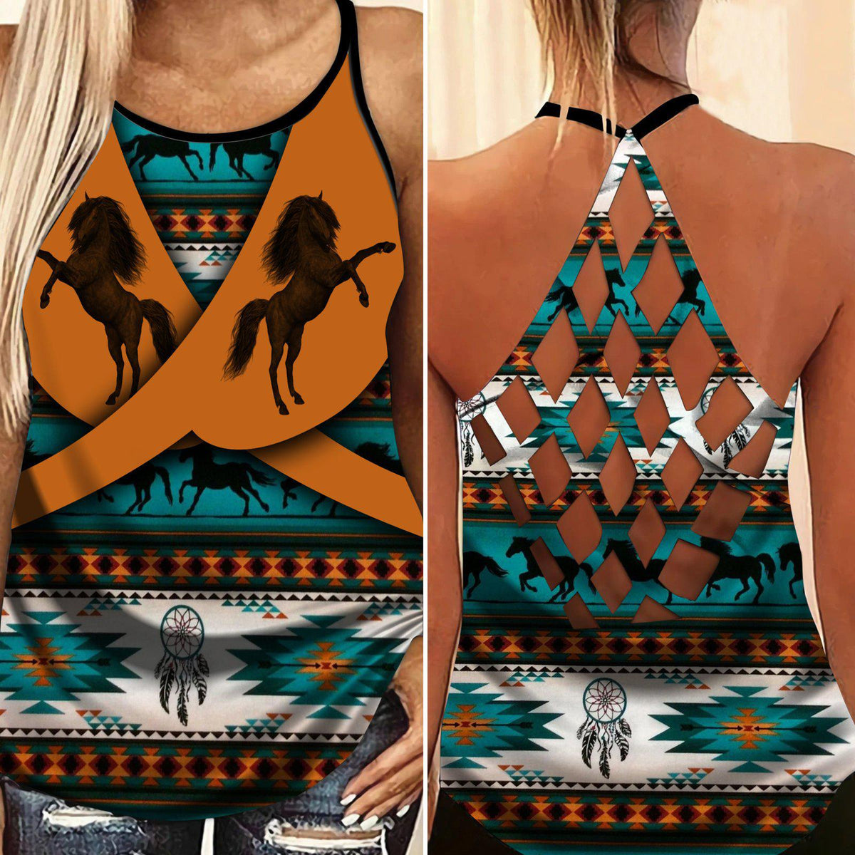 Horses Love And Life Hollow Tank Top For Fitness Classes And Outdoor Style