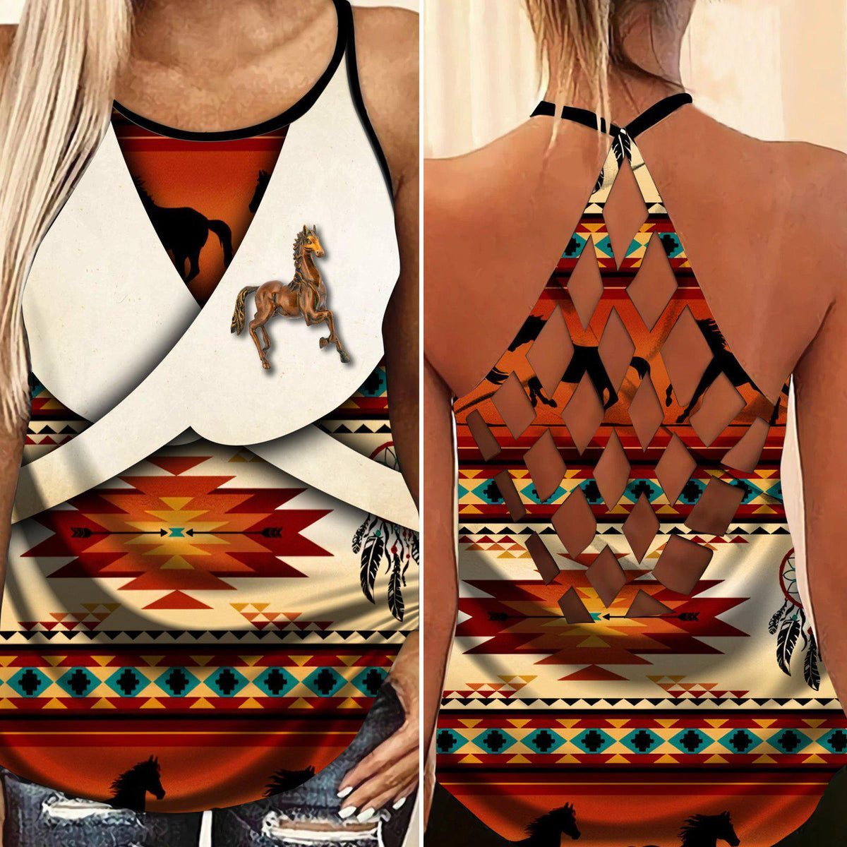 Horses Love And Life Hollow Tank Top For Workout Practice And Weekend Events