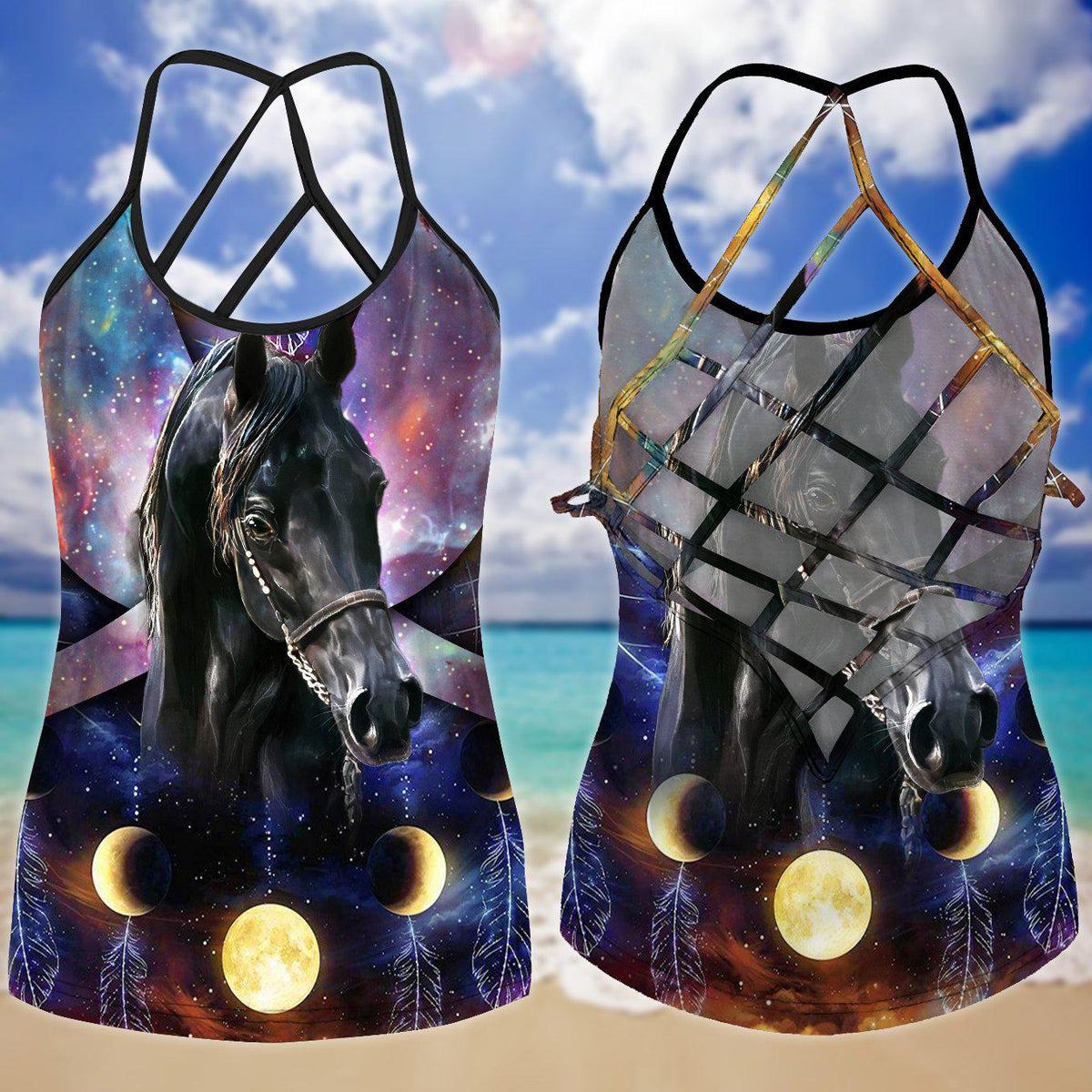 Horses Love And Life Hollow Tank Top For Outdoor Activities And Athleisure