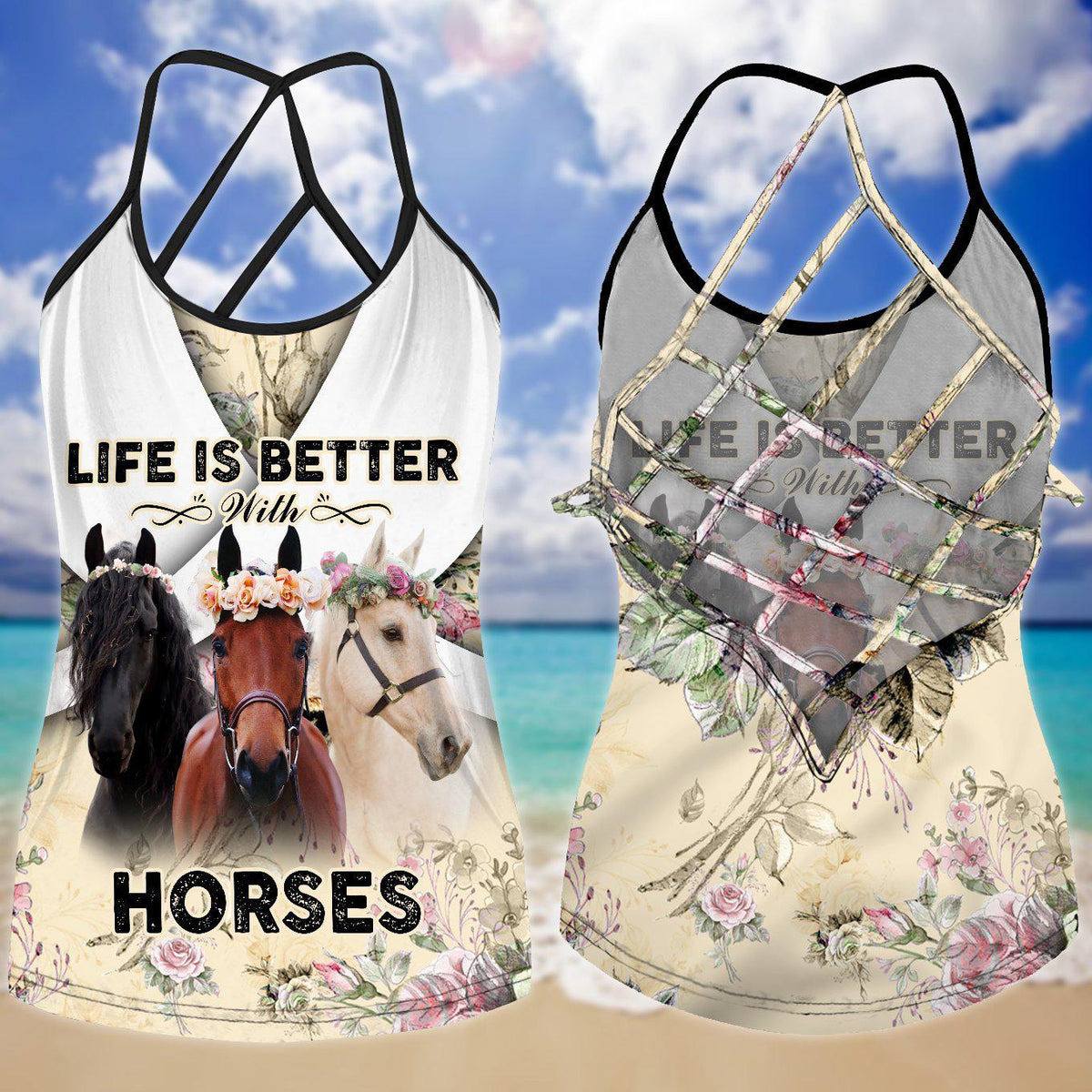 Horses Love And Life Hollow Tank Top For Fitness Sessions And Summer Events
