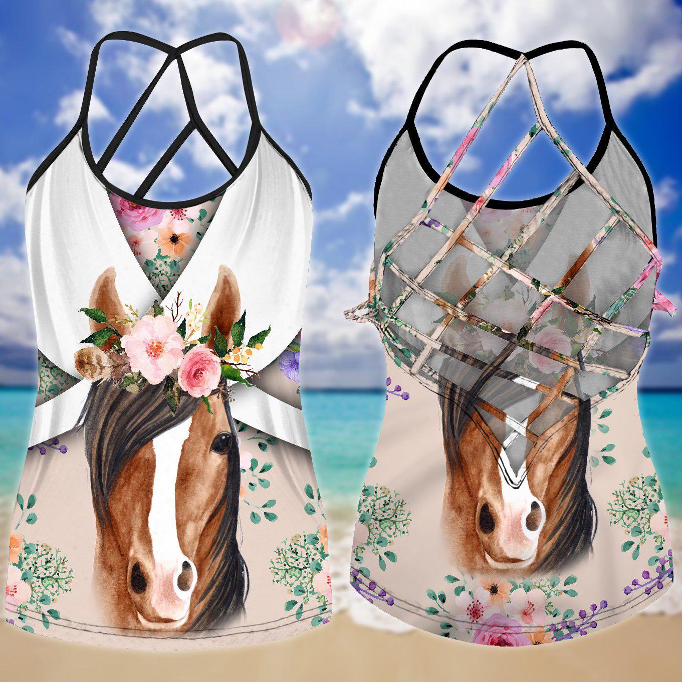 Horses Love And Life Hollow Tank Top For Studio Workouts And Casual Wear