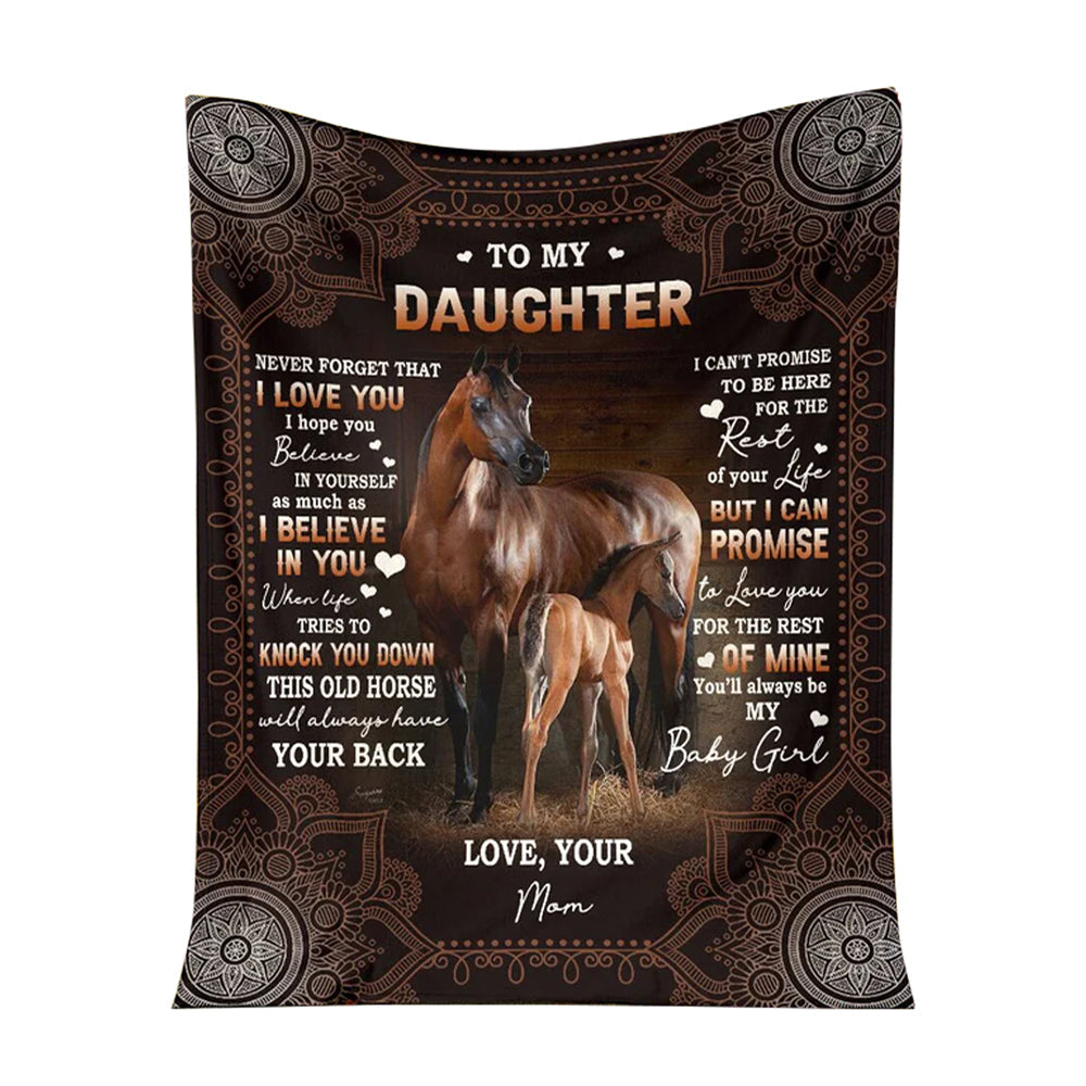 Horse To My Daughter Love Your Mom Flannel Blanket For Cozy Bedroom Sofa Decor