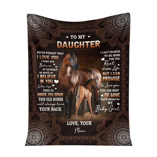 Horse To My Daughter Love Your Mom Flannel Blanket For Cozy Bedroom Sofa Decor