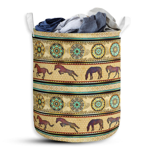 Horse Vintage Decorative Laundry Basket For Bathroom Bedroom Storage