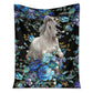 Horse White Horse Blue Flower Flannel Blanket For Cozy Bedroom Sofa Decor