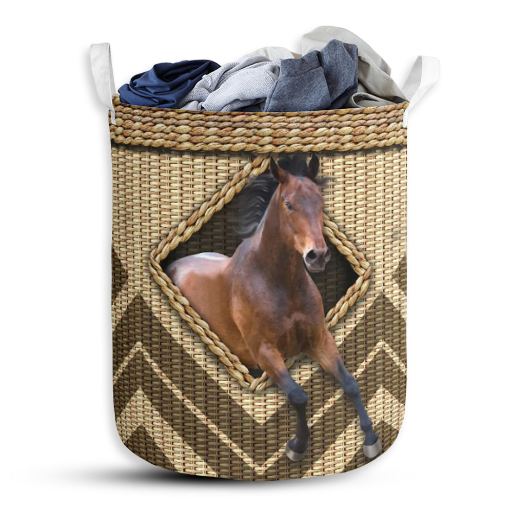 Horse Wicker Texture Hole Laundry Basket For Bathroom Bedroom Storage