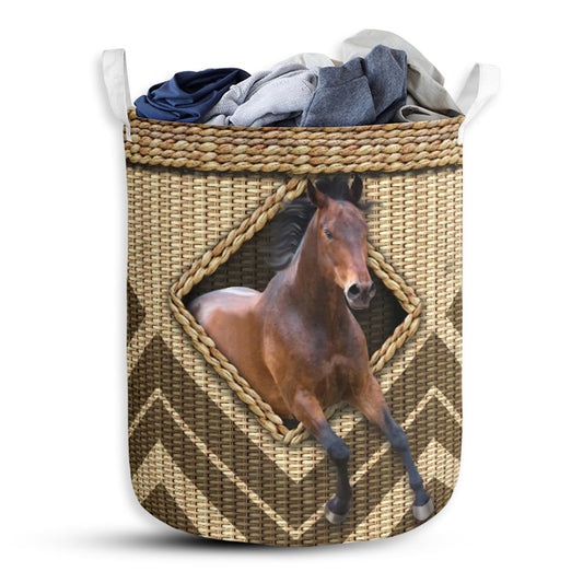 Horse Wicker Texture Hole Laundry Basket For Bathroom Bedroom Storage
