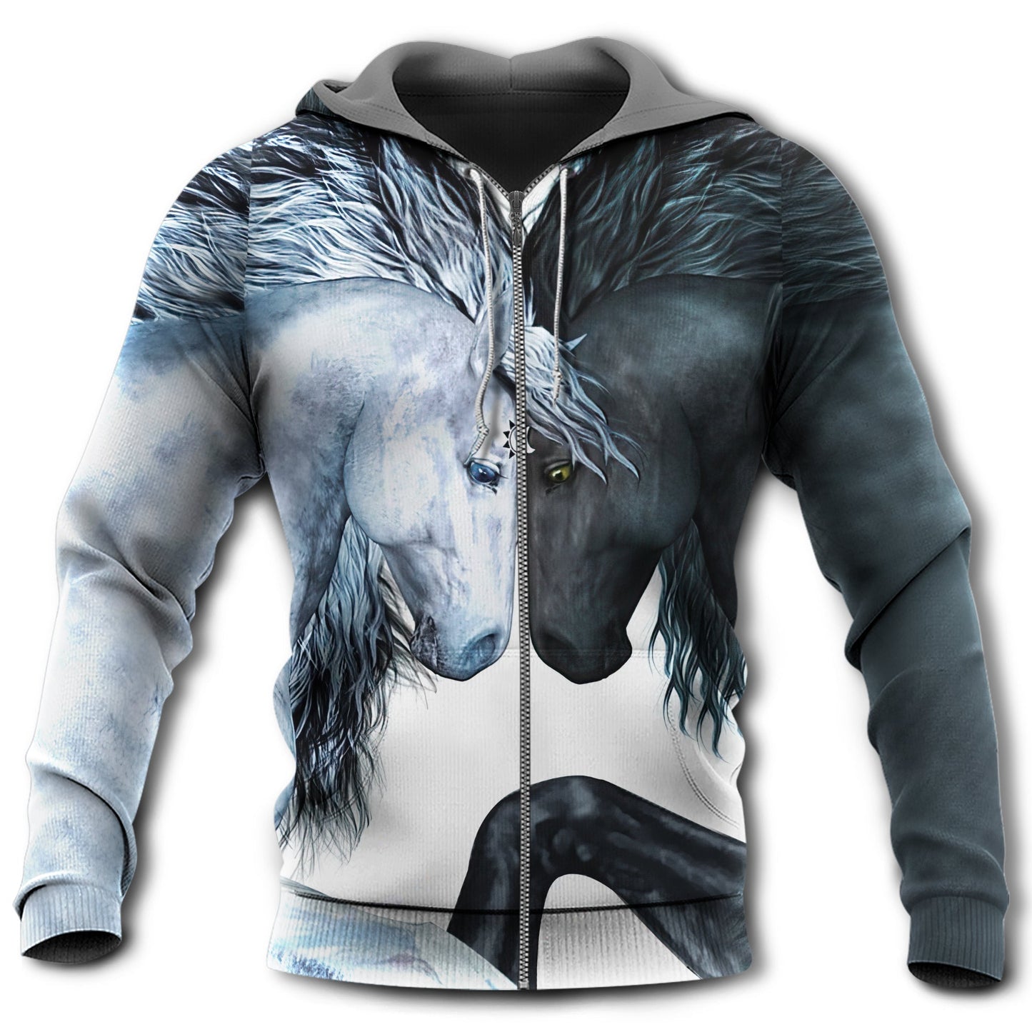 Black White Horse Hoodie For Horse Inspired Streetwear Holidays And Comfortable Outfits