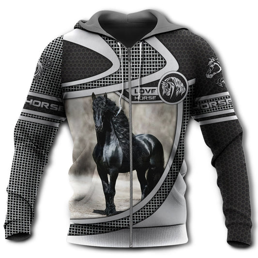 Black Horse Love Hoodie For Rustic Travel Casual Adventures And Gift Giving