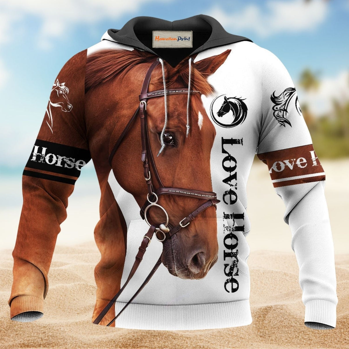 Brown Horse Love Hoodie For Rustic Casual Looks Outdoor Events And Comfortable Layering