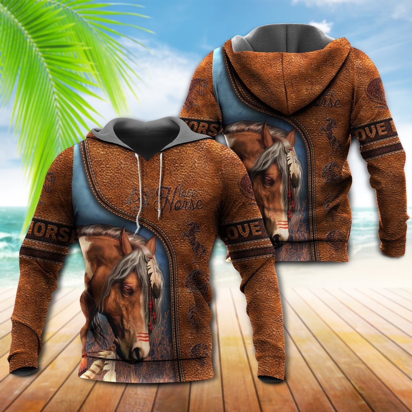 Horse Love Forever Leather Hoodie For Rustic Casual Looks Outdoor Events And Comfortable Layering