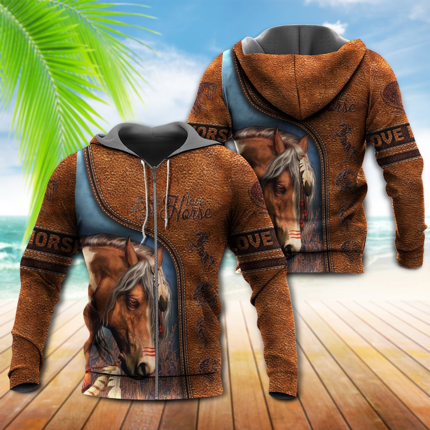 Horse Love Forever Leather Hoodie For Rustic Casual Looks Outdoor Events And Comfortable Layering