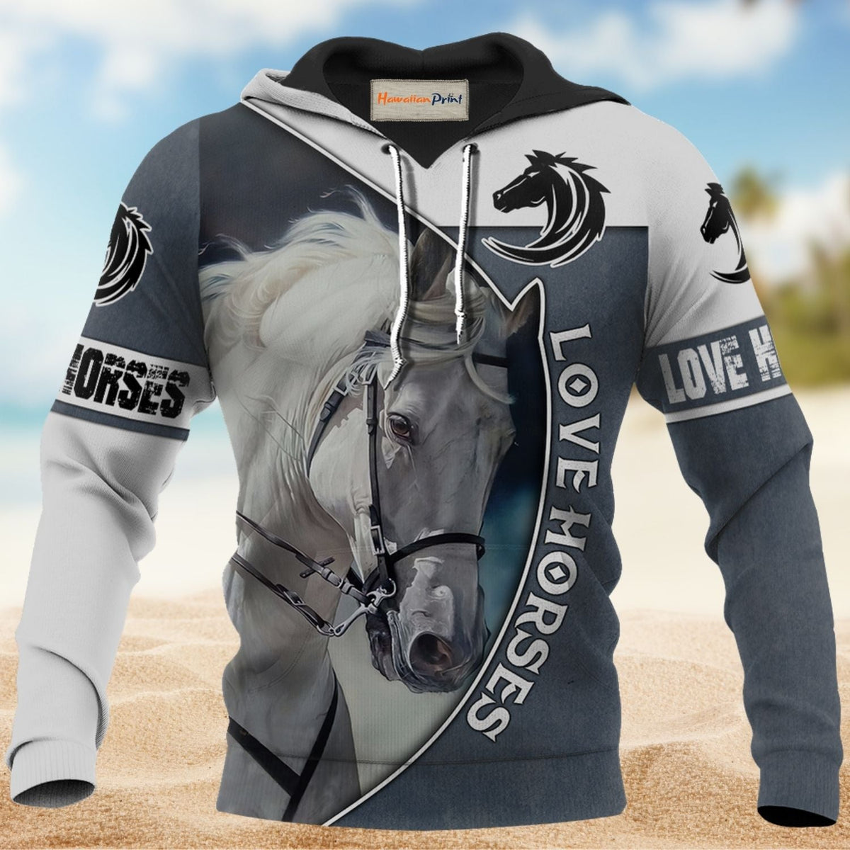 Grey Horse Love Life Hoodie For Country Outings Travel Days And Relaxed Streetwear
