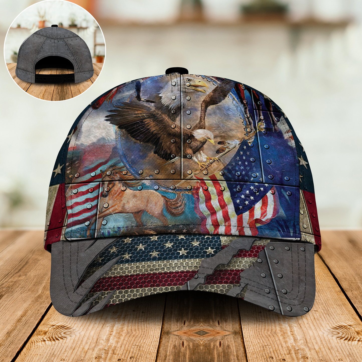 Horse Eagle Patriotic America Classic Cap For Daily Wear Travel And Outdoor Activities