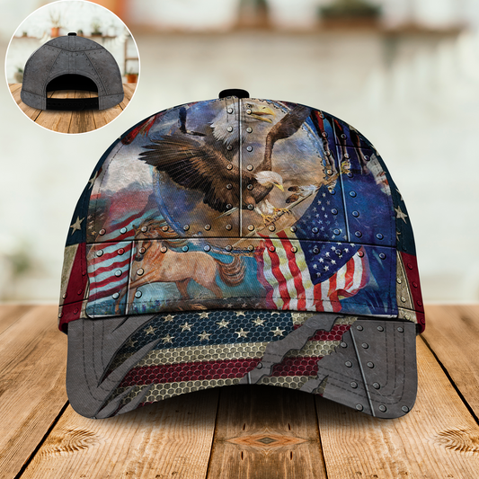 Horse Eagle Patriotic America Classic Cap For Daily Wear Travel And Outdoor Activities