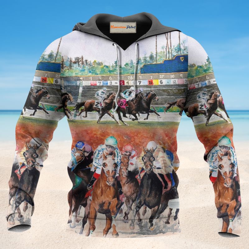 Horse Racing Wild Power Hoodie For Equestrian Enthusiasts Casual Wear And Weekend Travel