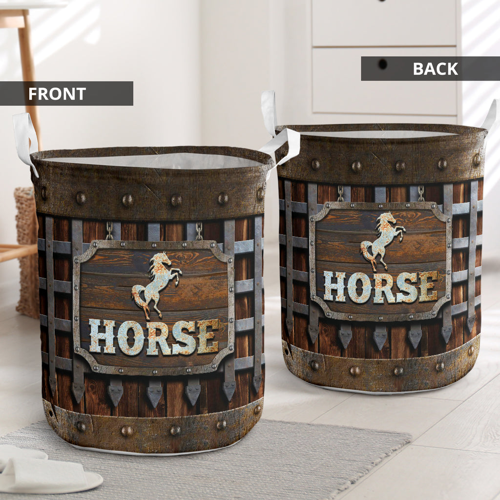 Horse Iron Vintage Laundry Basket For Room Home Organizer