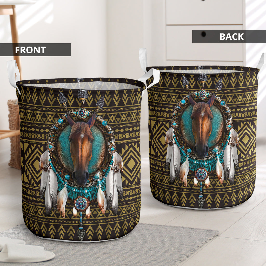 Horse Native American Laundry Basket For Bathroom Bedroom Storage