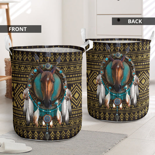Horse Native American Laundry Basket For Bathroom Bedroom Storage