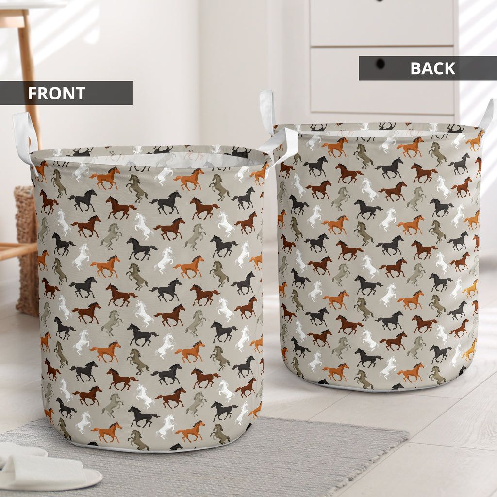 Horse Pattern Laundry Basket For Room Home Organizer