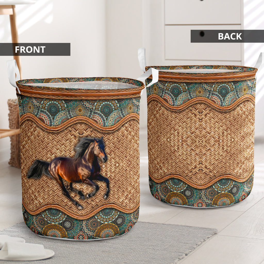 Horse Rattan Mandala Type Laundry Basket For Room Home Organizer