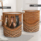 Horse Rattan Texture Laundry Basket For Room Home Organizer