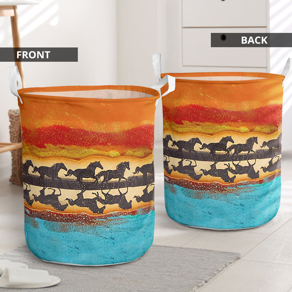 Horse Reflection In The Sunset Laundry Basket For Room Home Organizer