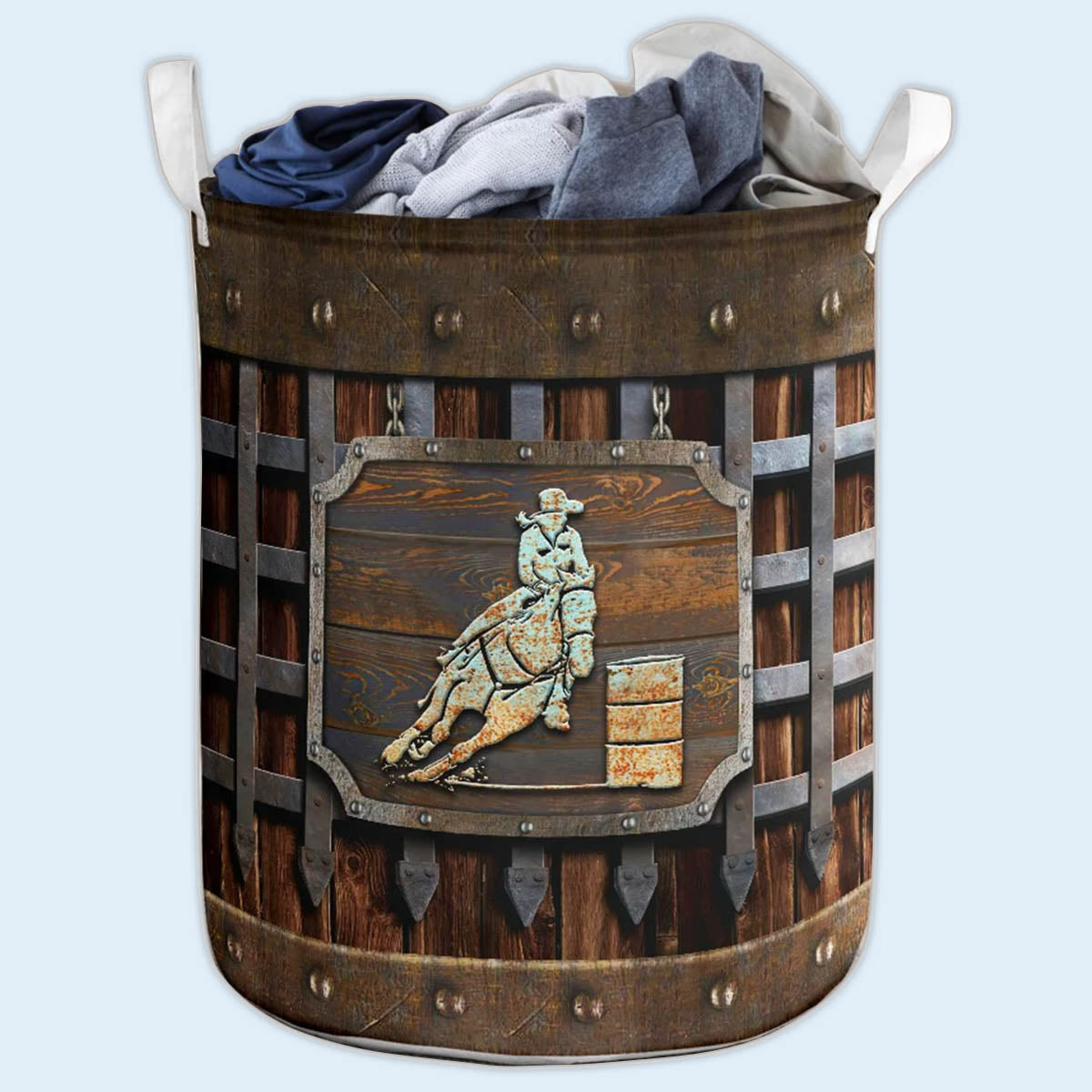 Horse Riding Vintage Style Laundry Basket For Nursery Dorm And Home Storage