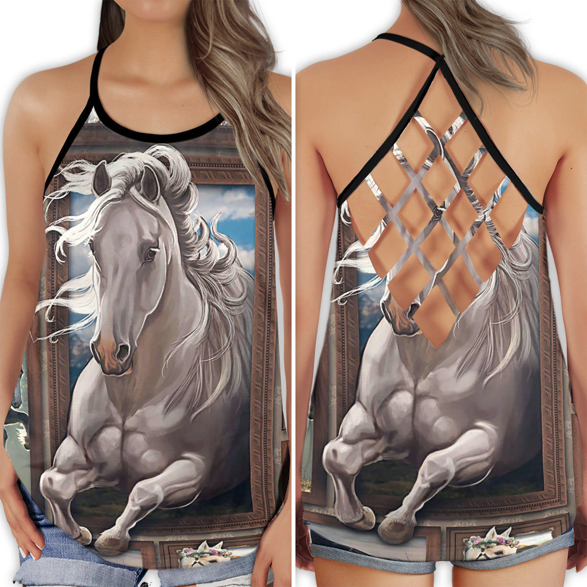 Horse Love And Life Strong Spirit Hollow Tank Top For Yoga Workouts And Festival Wear