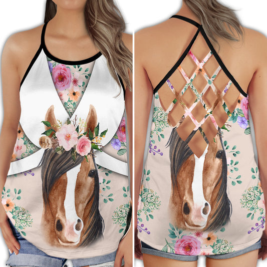 Horse Love And Life Laurel Wreath Hollow Tank Top For Yoga Workouts And Casual Wear
