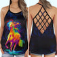Horse Rainbow Run Colorful Hollow Tank Top For Yoga Workouts And Casual Wear
