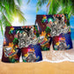Hot Rod Christmas Tree Light Beach Shorts Pattern Detail For Beachside Relaxation And Distinctive Seasonal Style