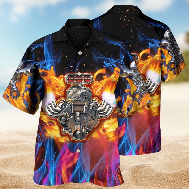 Classic Hot Rod Hawaiian Shirt For Automotive Enthusiasts, Coastal Trips, And Casual Warm Weather Style