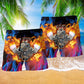 Hot Rod Fire Flame Ride Beach Shorts Pattern View For Outdoor Adventures And Weekend Trips