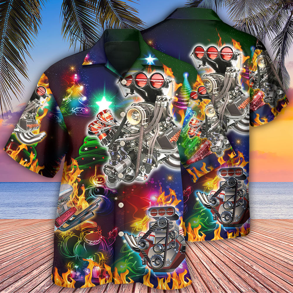 Christmas Hot Rod Hawaiian Shirt With All Over Print For Tropical Getaways Outdoor Fun And Everyday Wear