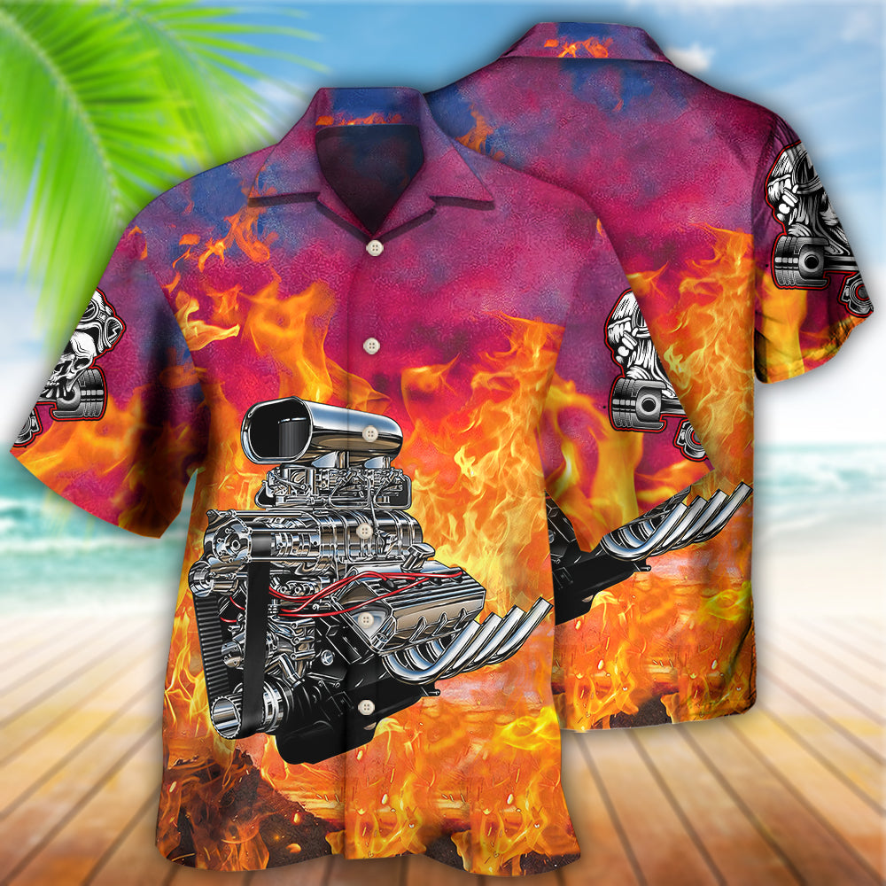 Hot Rod Hawaiian Shirt With All Over Print For Summer Vacation Beach Travel And Casual Wear