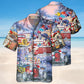 Festive Hot Rod Christmas Hawaiian Shirt For Coastal Travel, Casual Events, And Comfortable Summer Wear