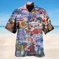 Festive Hot Rod Christmas Hawaiian Shirt For Coastal Travel, Casual Events, And Comfortable Summer Wear