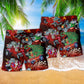Hot Rod Merry Christmas Cool Hawaiian Print Beach Shorts For Festive Outdoor Style